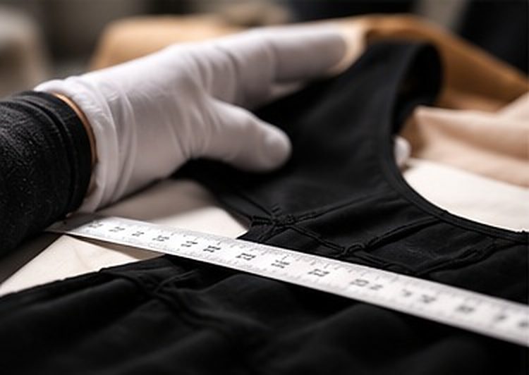 Illustrative image of a garment being measured during inspection